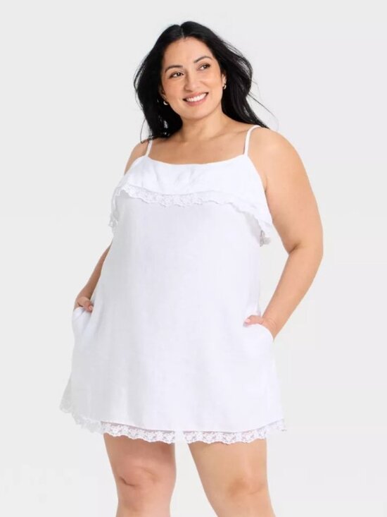 Universal Thread Dresses & Skirts - Universal Thread White Western Lace Trim Sun Dress Straps Cover Up NWT 4X.